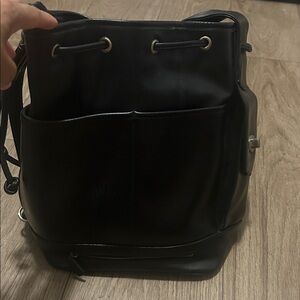 Vintage Coach Black Leather Tote Bag